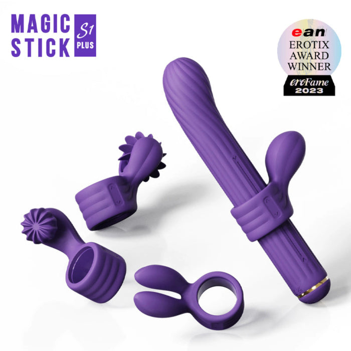 The Magic Stick Rechargeable Mix And Match Adjustable Multifunction Vibrator With Different External Attachments