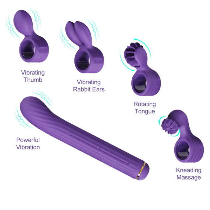 The Magic Stick Rechargeable Mix And Match Adjustable Multifunction Vibrator With Different External Attachments