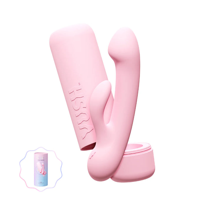 VUSH Glow Rabbit Discreet Rechargeable Silicone Rabbit Style Vibrator With Charging Case