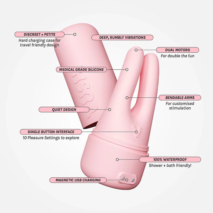 VUSH Swish Dual Bendable Tip Discreet Rechargeable Silicone Vibrator With Charging Case