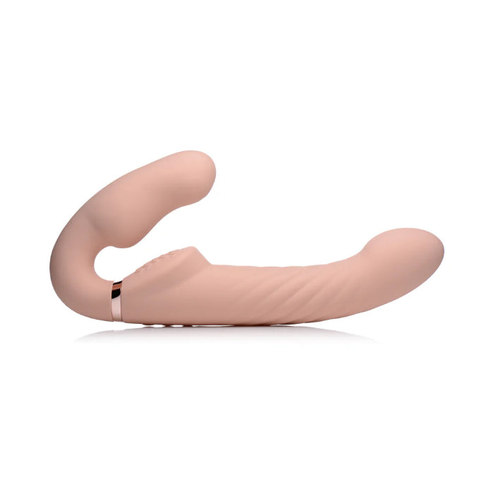 XR Brands Strap U Remote Control 10X Swirl Ergo-Fit Inflatable And Vibrating Wearable Flexible Double-Ended Rechargeable Strapless Strap-On Dildo
