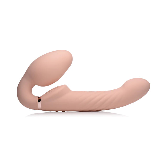 XR Brands Strap U Remote Control 10X Swirl Ergo-Fit Inflatable And Vibrating Wearable Flexible Double-Ended Rechargeable Strapless Strap-On Dildo