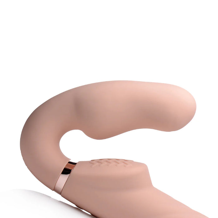 XR Brands Strap U Remote Control 10X Swirl Ergo-Fit Inflatable And Vibrating Wearable Flexible Double-Ended Rechargeable Strapless Strap-On Dildo