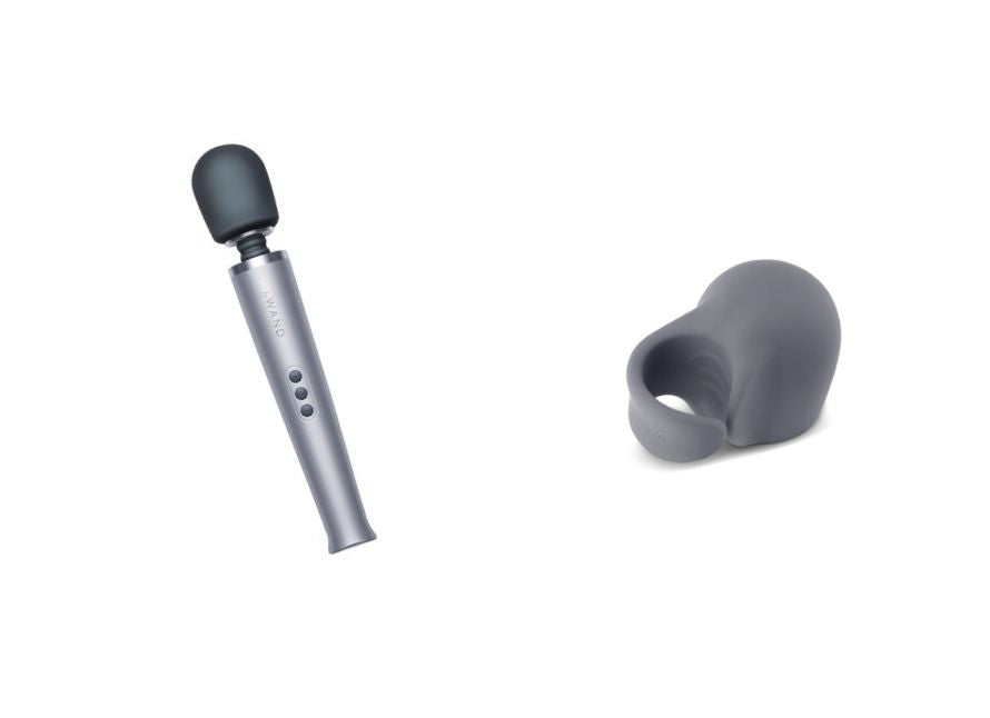 Le Wand Rechargeable Vibrating Silicone Body Massager And Loop Attachment Bundle