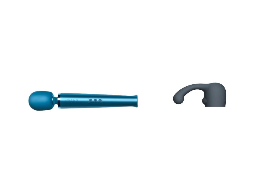 Le Wand Rechargeable Vibrating Silicone Body Massager And Curve Attachment Bundle