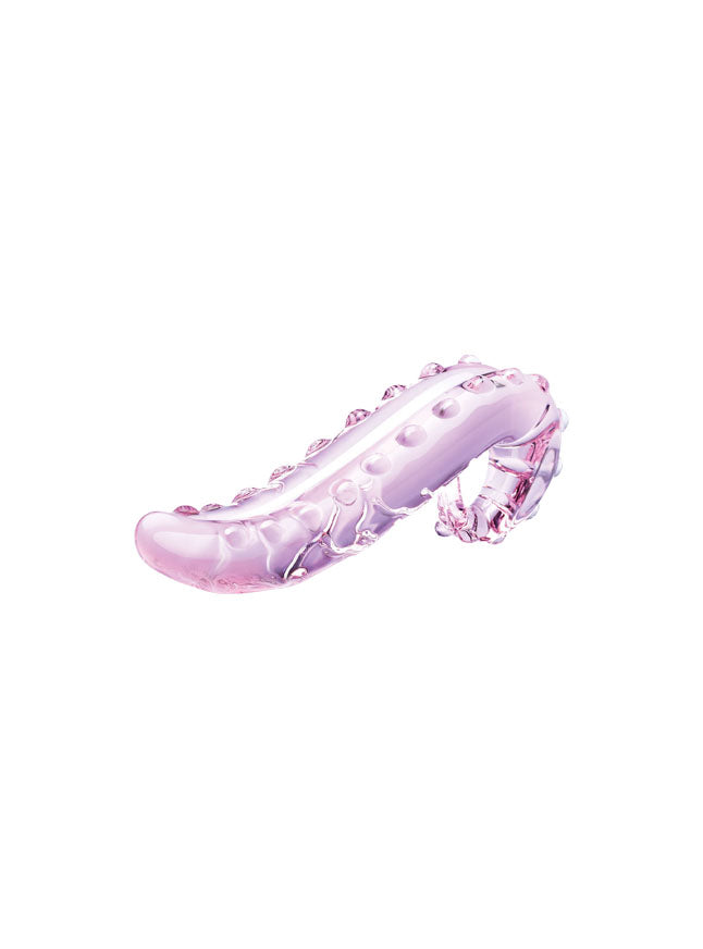 6" Lick-it Textured Glass Tongue Shaped Dildo