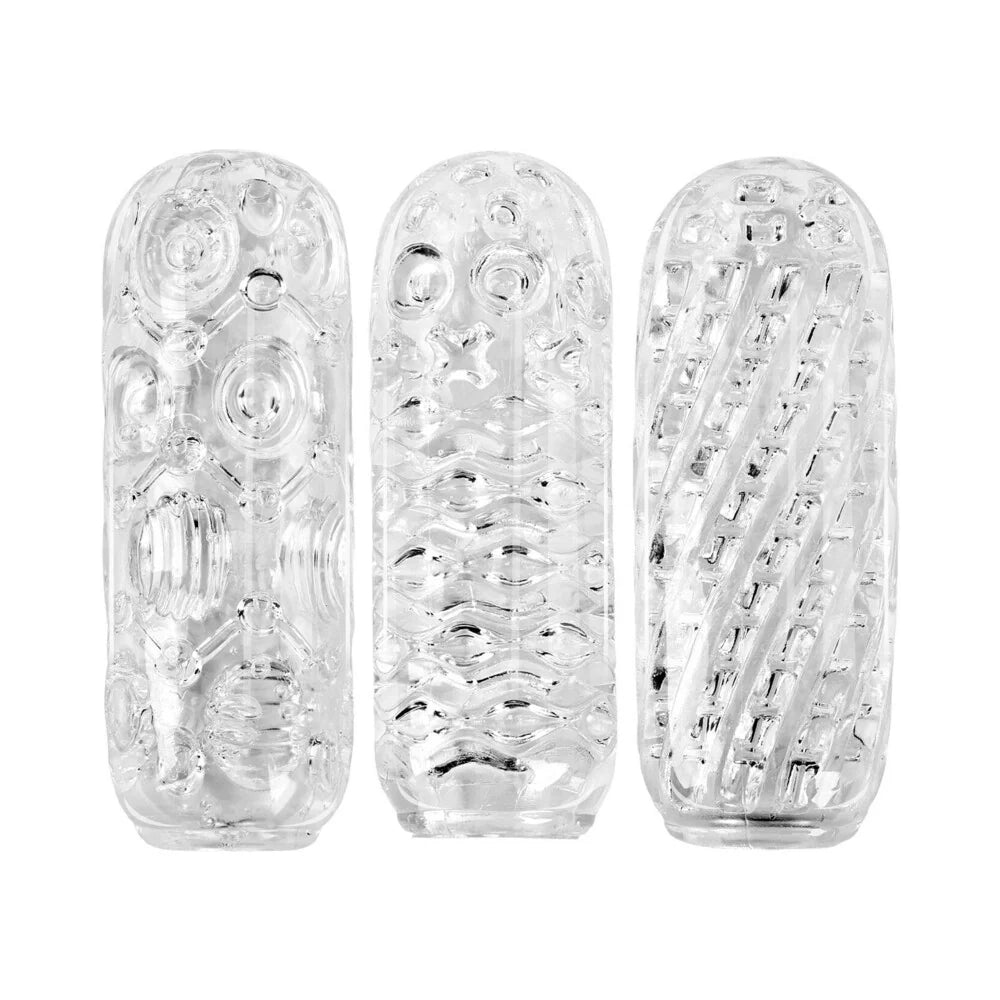 Adam & Eve Adam's Crystal Trio Stretchy Textured Closed Ended See Through Stroker Set of Three