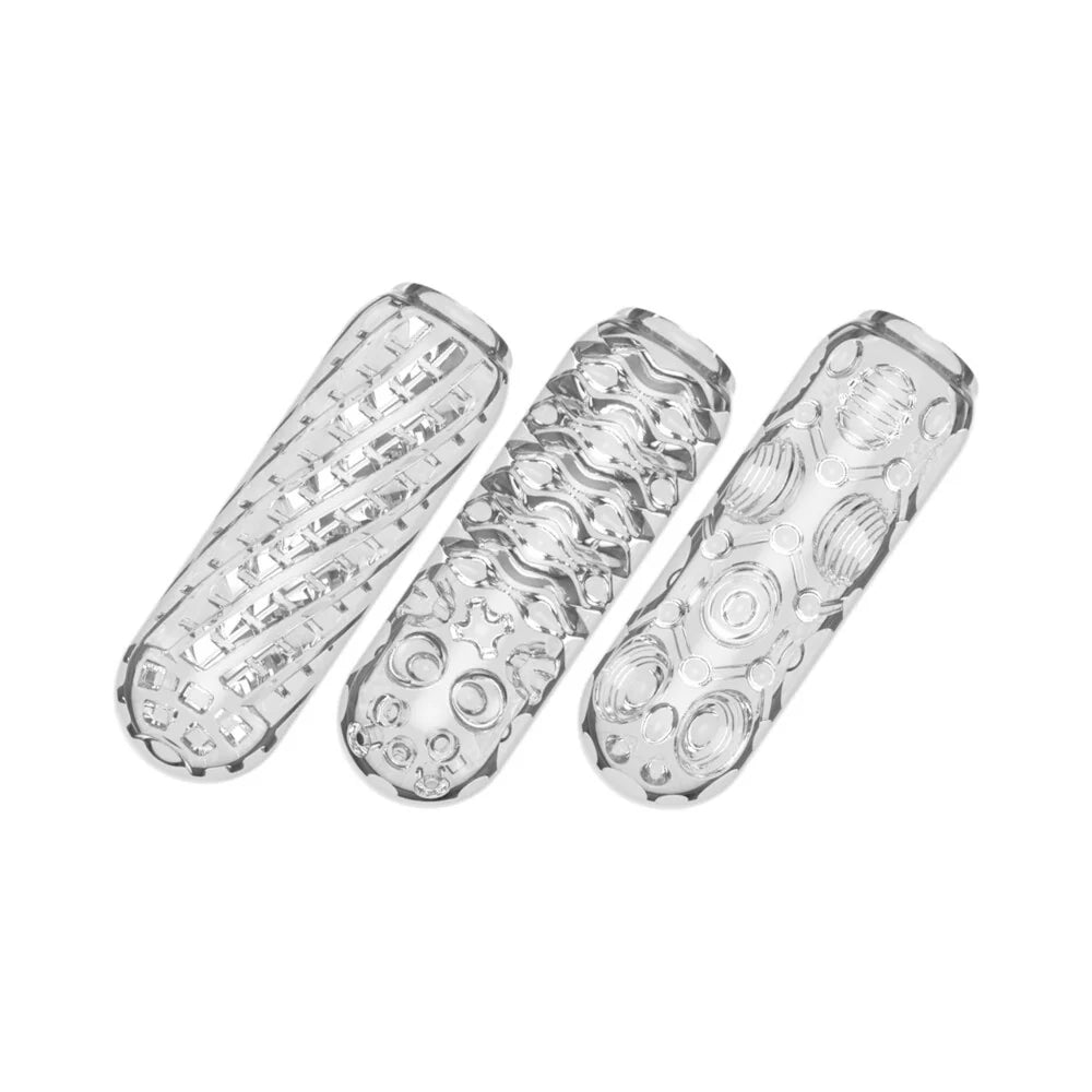 Adam & Eve Adam's Crystal Trio Stretchy Textured Closed Ended See Through Stroker Set of Three