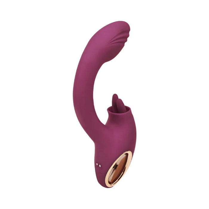 Adam & Eve Rose Gold Clit Tickler Rechargeable Silicone Dual Stimulating Vibrator With External Flicking Stimulator