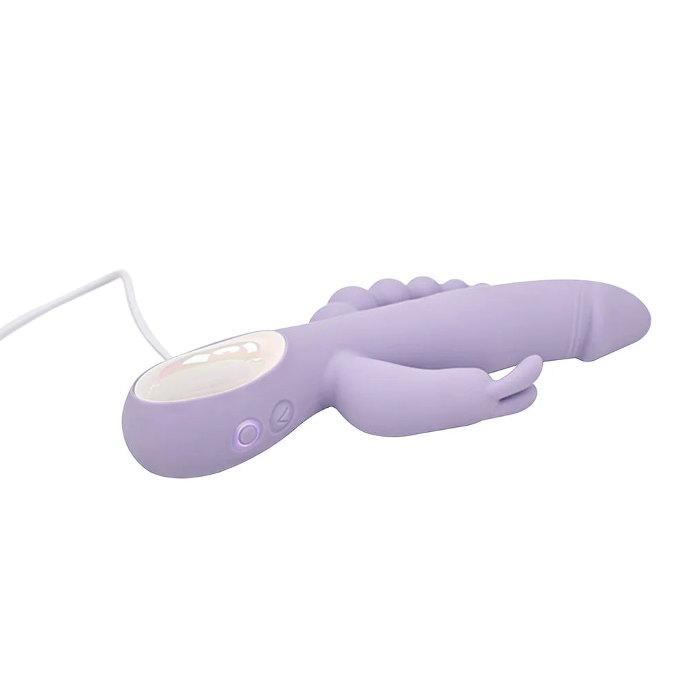 Adam & Eve Thrust Bunny Triple-Stimulating Rechargeable Silicone Thrusting Vibrating Rabbit with Anal Beads