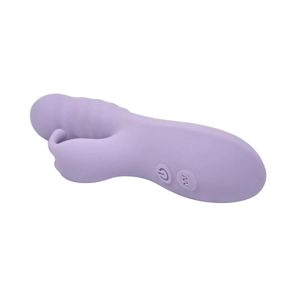 Adam & Eve Violet Vixen Rechargeable Silicone Dual Stimulator with Textured Curved Shaft