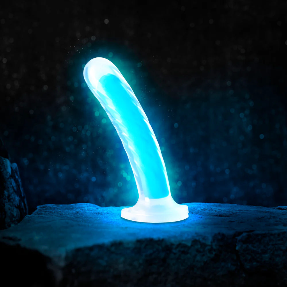 Blush Neo Elite Blue Glow-in-the-Dark Tao 7 Inch Silicone Dildo