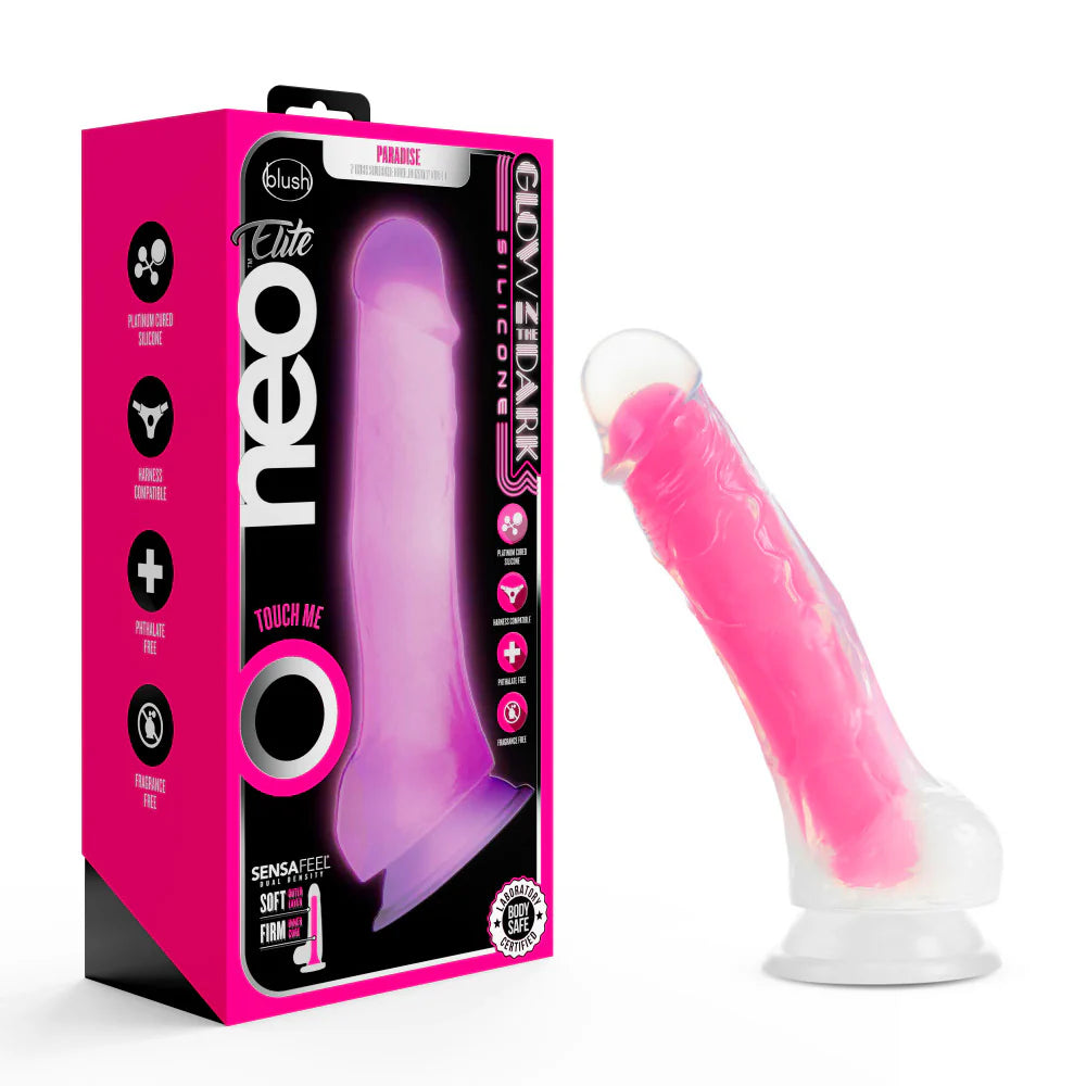 Blush Neo Elite Glow-in-the-Dark Paradise 7.5 Inch Silicone Dildo