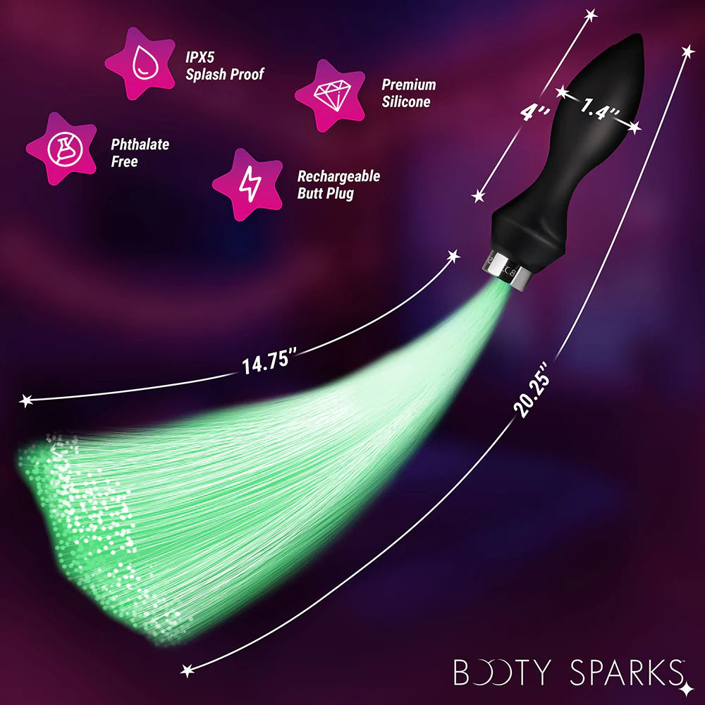 Booty Sparks Remote Control Vibrating Silicone Color Changing Optical Fiber Butt Plug