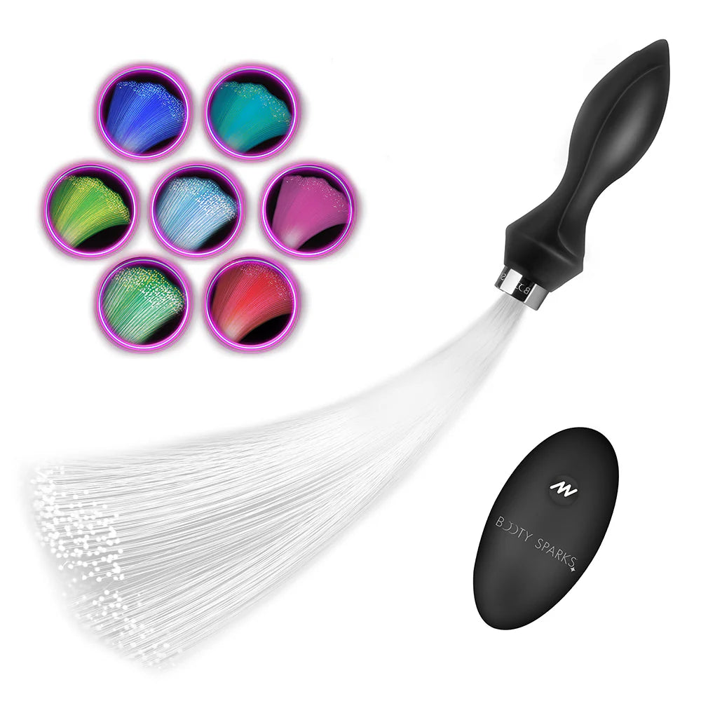 Booty Sparks Remote Control Vibrating Silicone Color Changing Optical Fiber Butt Plug