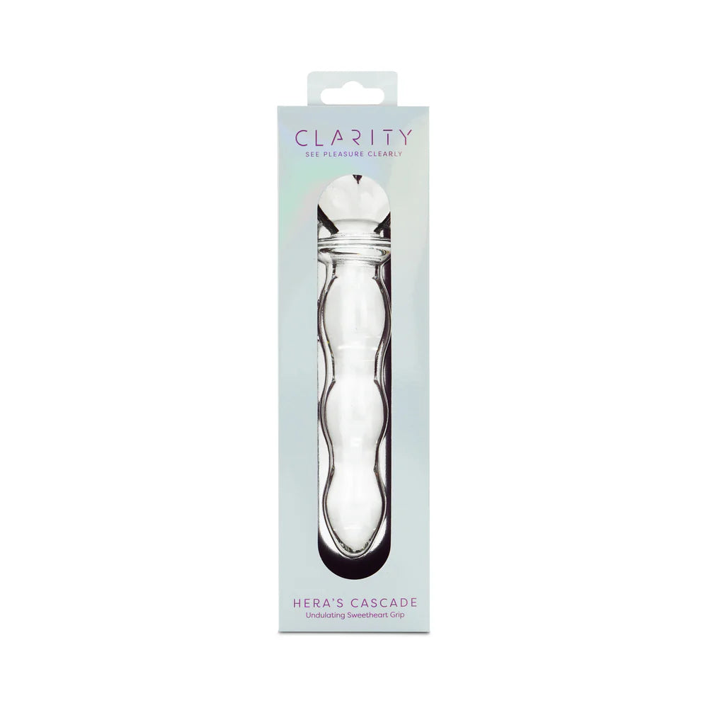 Clarity Hera's Cascade Heart Handle Glass Dildo