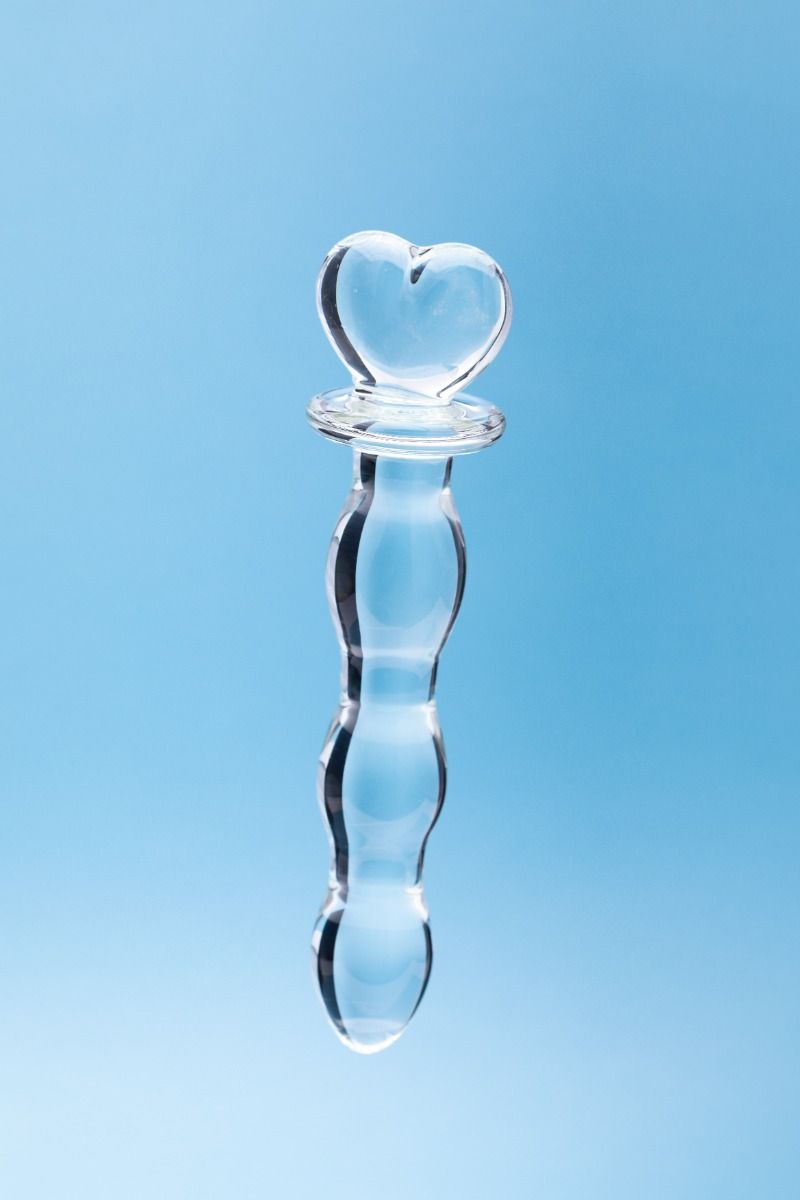 Clarity Hera's Cascade Heart Handle Glass Dildo