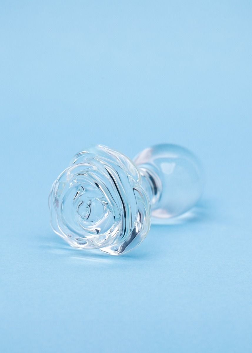 Clarity Utopian Bloom Glass Butt Plug With Rose Base