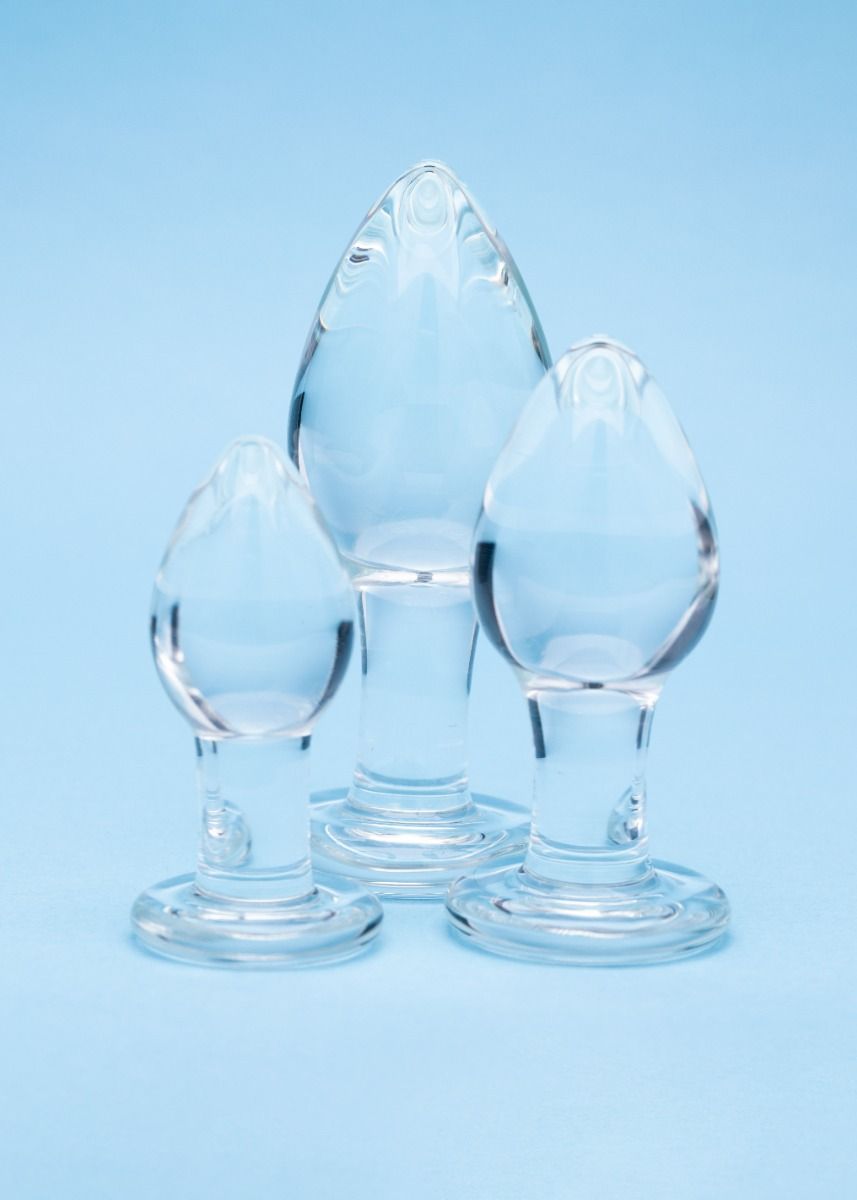 Clarity Utopian Trinity Glass Butt Plug Set