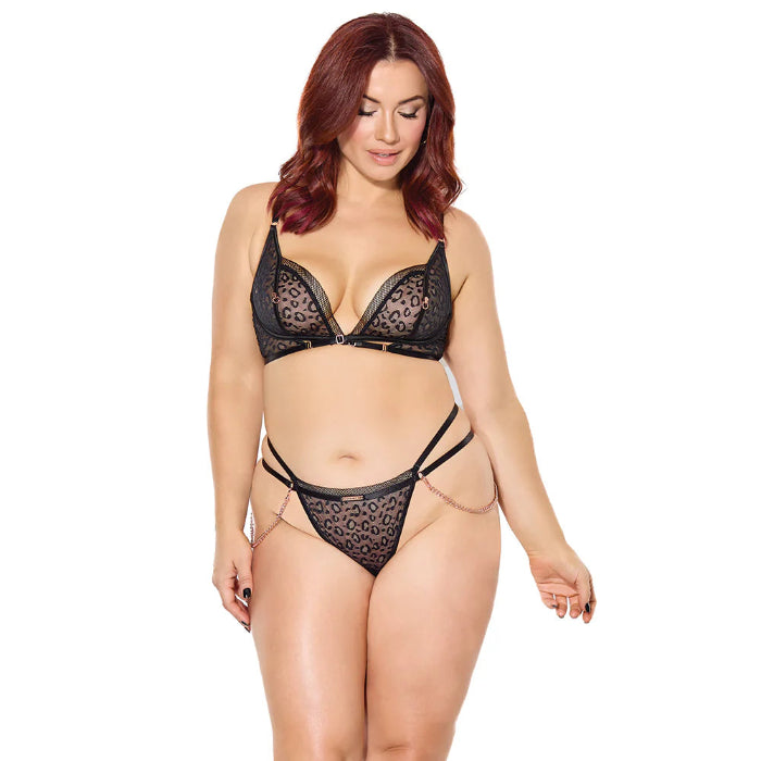 Coquette Pleasure Bra & G-String Set With Removable Chain Hardware