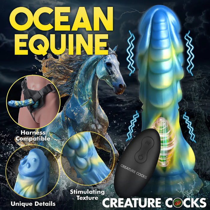 Creature Cocks Cocks Sea Stallion Vibrating Remote Control Textured Fantasy Shaped Harnessable Silicone Dildo With Suction Cup