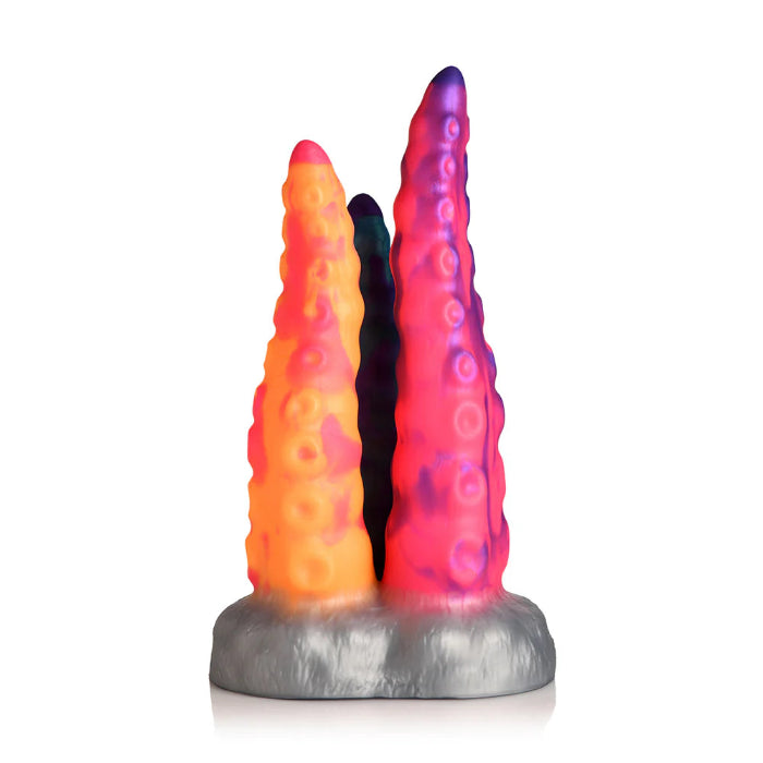 Creature Cocks Tentacle Trio Textured Fantasy Shaped Flexible Triple Silicone Dildo With Suction Cup