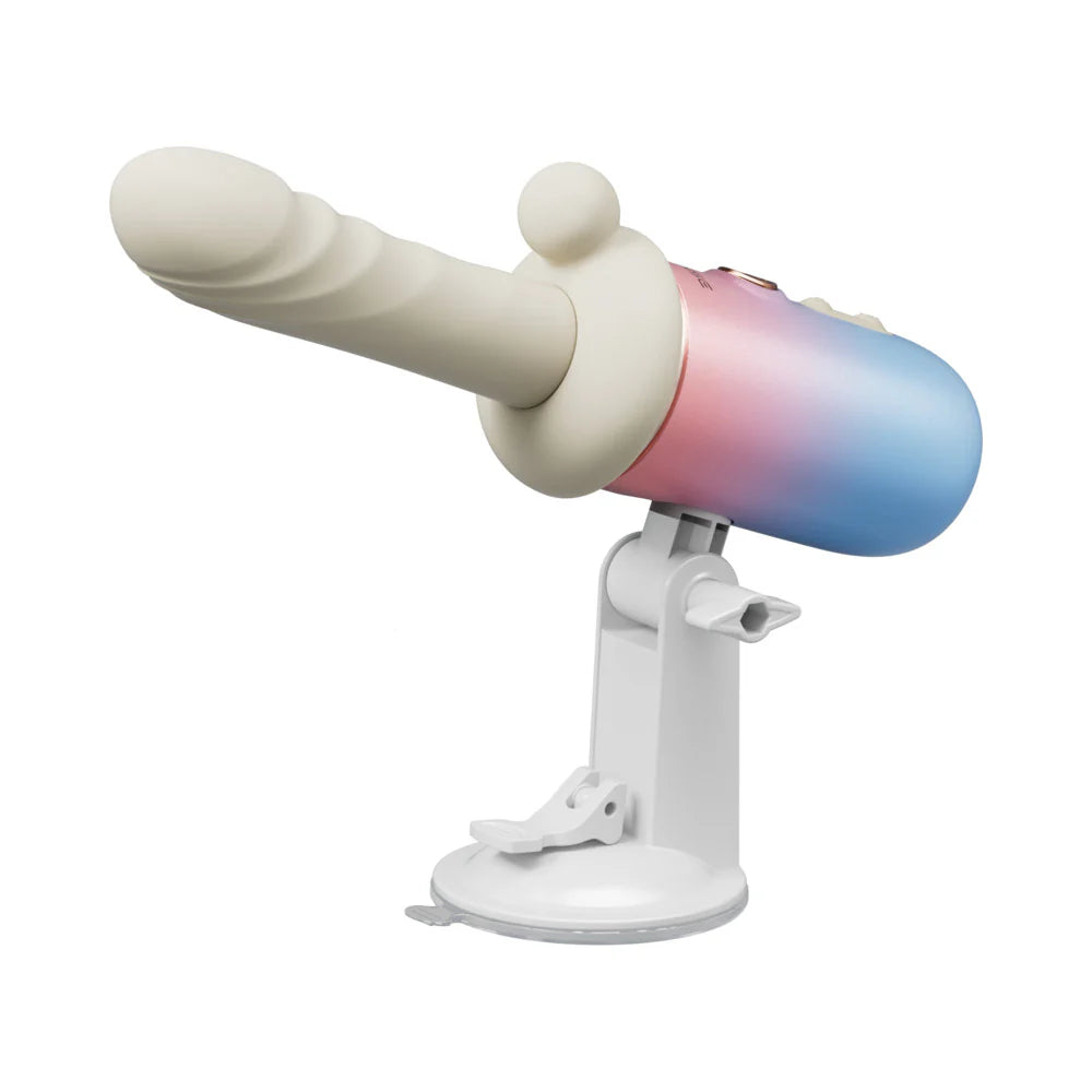 Lovense Spinel App Enabled Compact Rechargeable Thrusting Warming Vibrating Silicone Dildo With Two Attachments