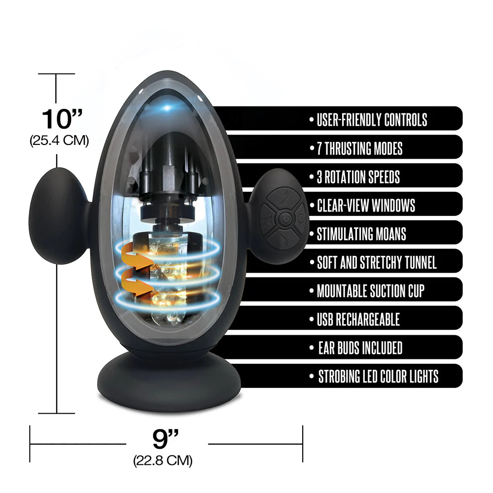 MSTR B8 Blast Off Automatic Thrusting and Vibrating Stroker With Suction Cup and Moaning Feature