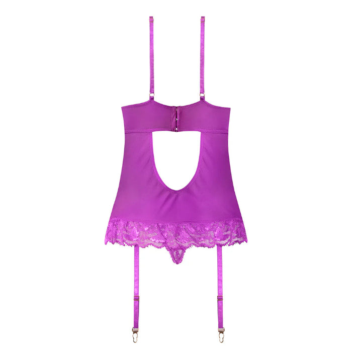 Magic Silk Butterfly Fantasies Basque & Cheeky Panty Set Blacklight Reactive Set With Bonus Coochy Shave Cream