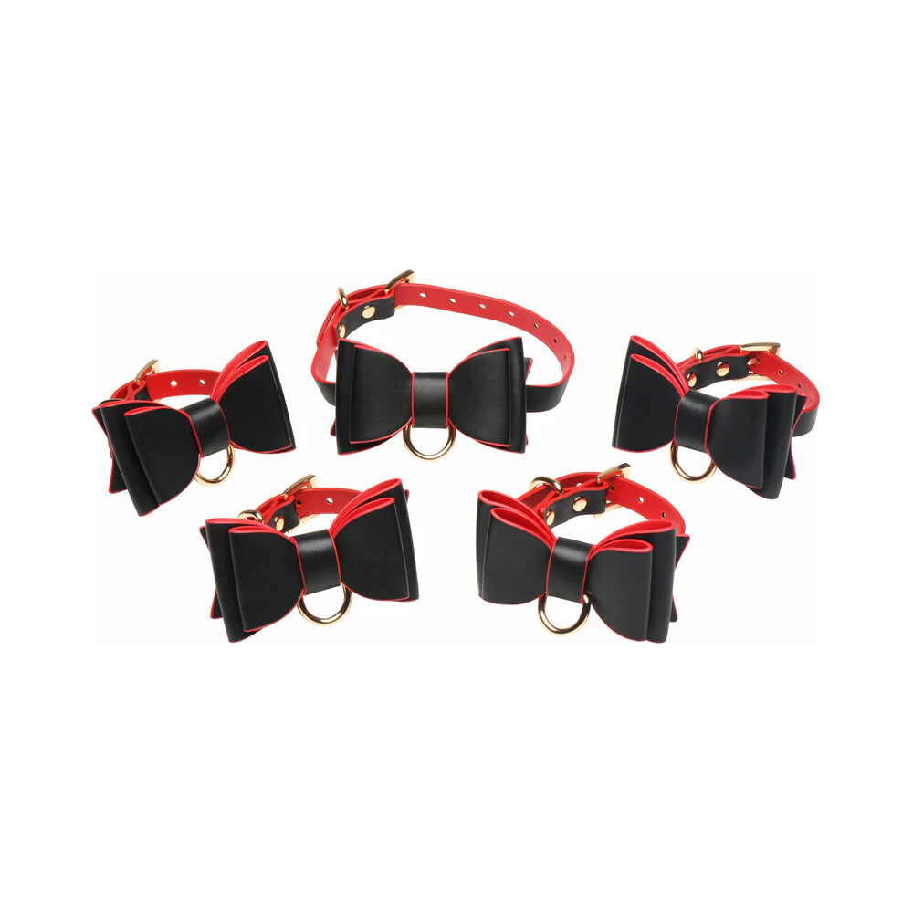 Master Series Goth Bondage Set With Cuffs Collar Leash And Connectors