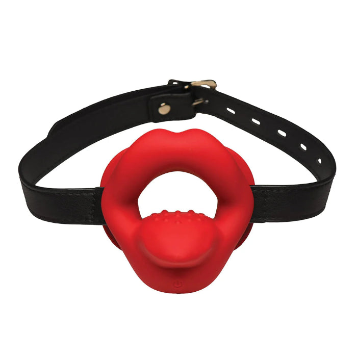Master Series Vibrating Lips Mouth Gag Open Mouth Rechargeable Penetrable Gag 