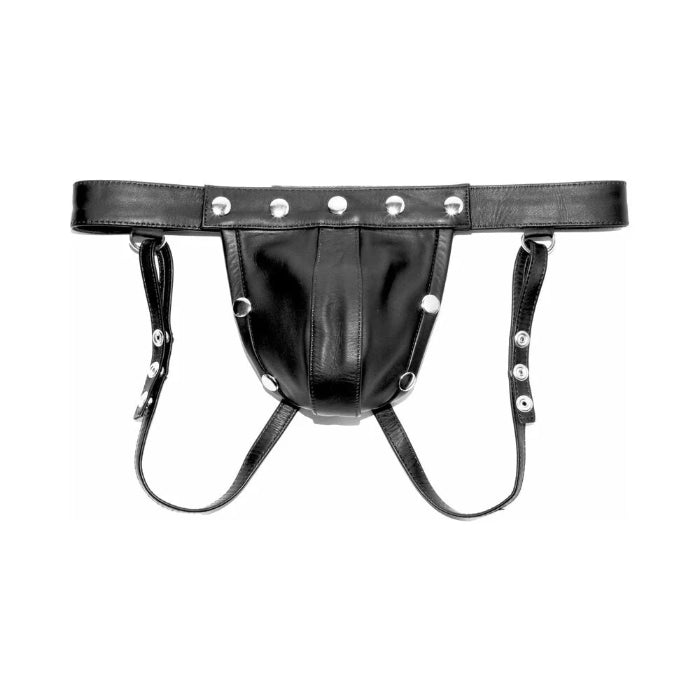 Prowler RED Leather Harness Jock Strap With Detachable Pouch