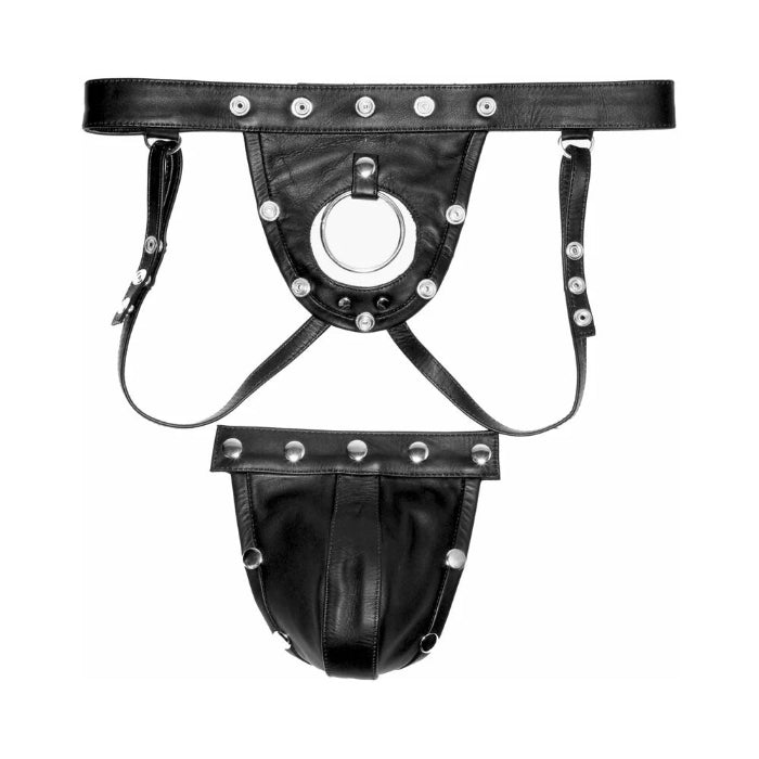 Prowler RED Leather Harness Jock Strap With Detachable Pouch