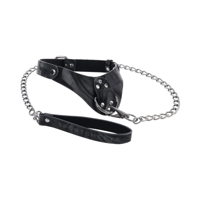 Sportsheets Velvet Noir Collar & Leash With Marbled Design