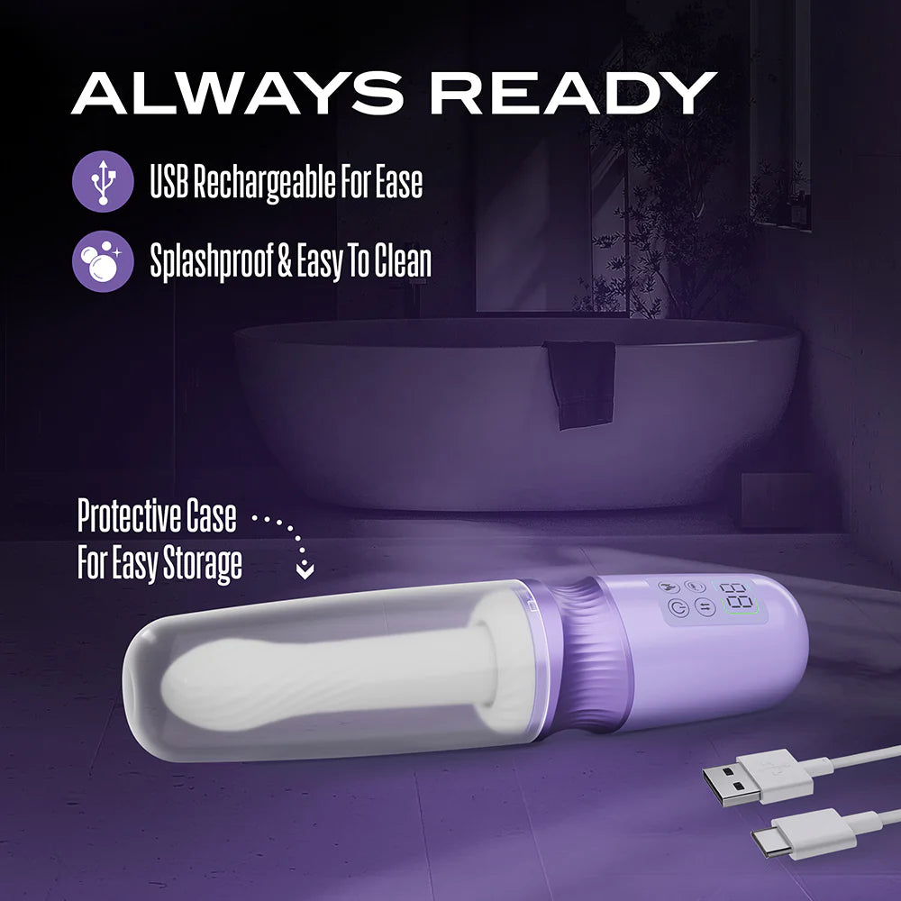 Temptasia Violet Vixen Rechargeable Warming Vibrating Thruster With Suction Cup