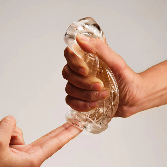 The Handy Dream Collection Lotus Textured Sleeve To Simulate Vaginal Pleasure To Use Independently Or With The Handy