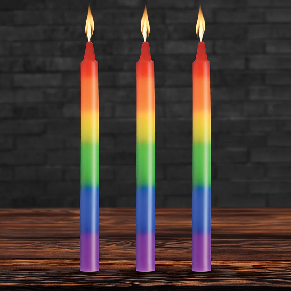 XR Brand Master Series Pride Candles Rainbow Set of 3 Drip Candle For Wax Play
