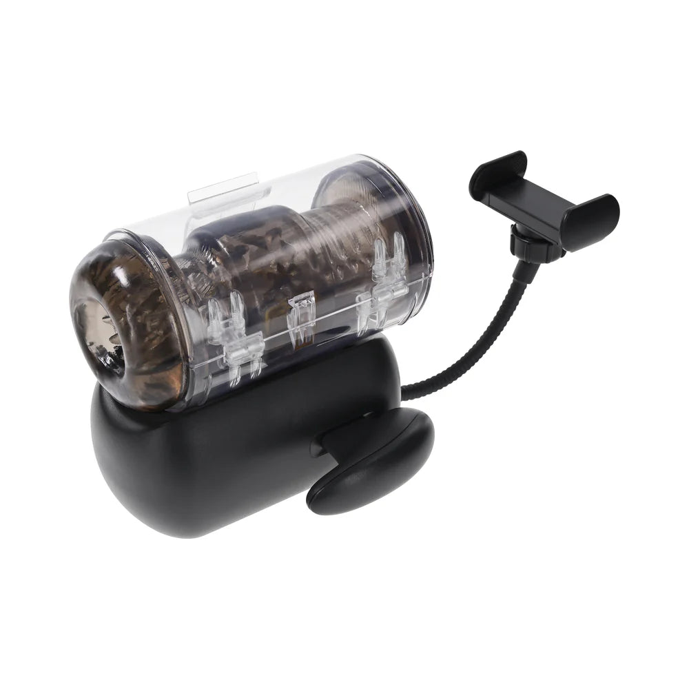 Zero Tolerance Hold Me Tight Stroker Warming Automatic Thrusting and Vibrating Stroker With Handles and Phone Mount