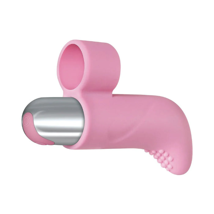 Adam & Eve Curved Tip Silicone Rechargeable Finger Vibe With Removable Bullet