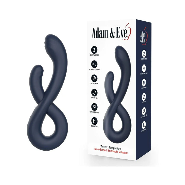 Adam & Eve Twisted Temptations Dual-Ended Bendable Liquid Silicone Rechargeable Rabbit Style Vibrator