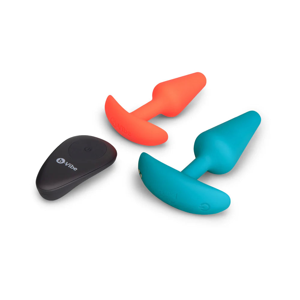 b-Vibe Butties Anal Training Remote Control Vibrating 2-Piece Plug Set Ideal For Long Term Wear