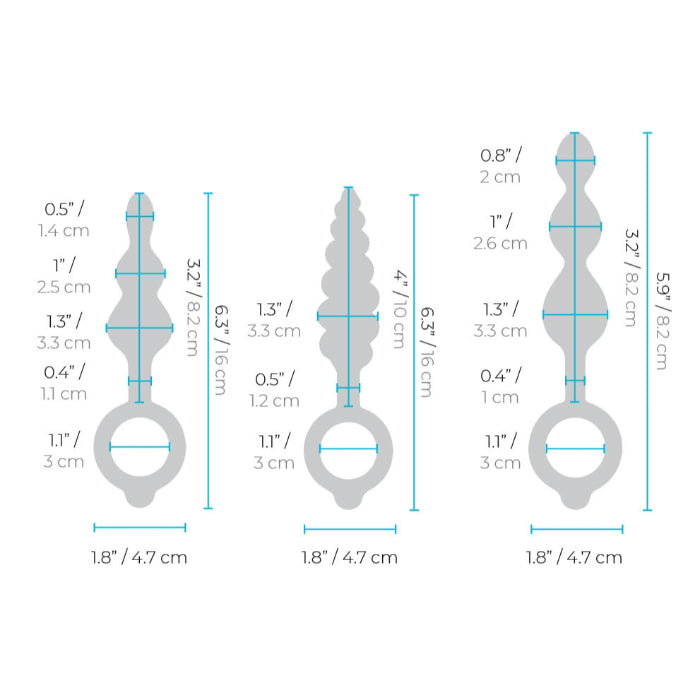 b-Vibe Beaded Butties Bundle 3-Piece Anal Plug Set