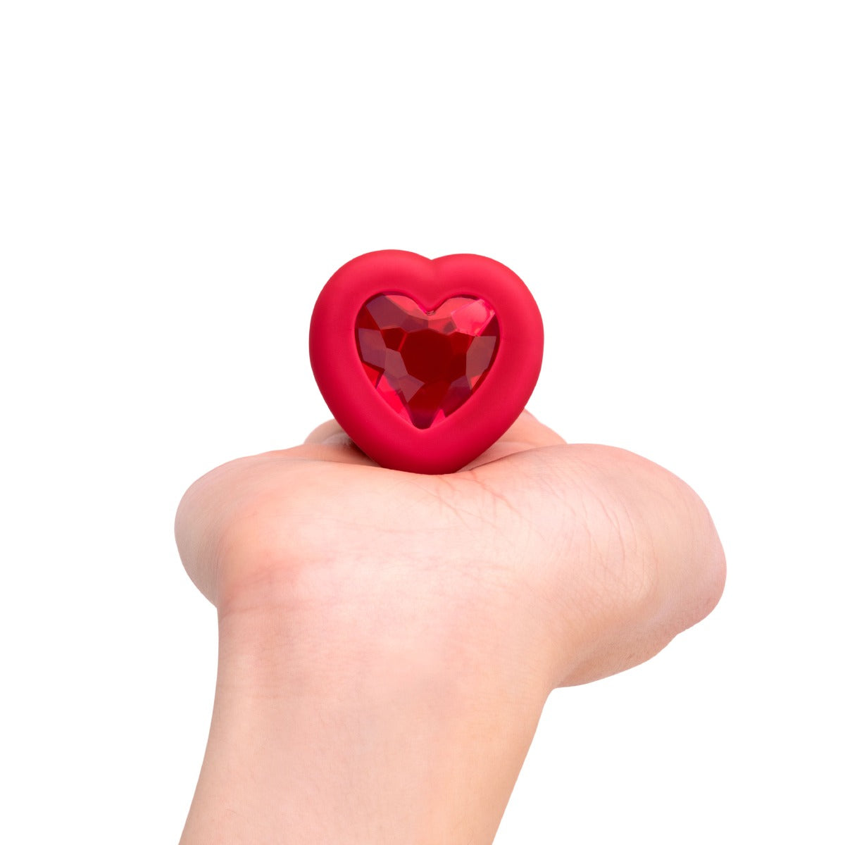b-Vibe Medium Vibrating Heart Rechargeable Remote-Controlled Butt Plug with Heart-Shaped Jewel Base