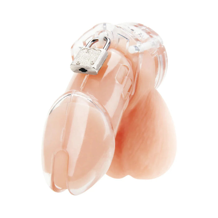 Blue Line Acrylic Locking Chastity Cock Cage