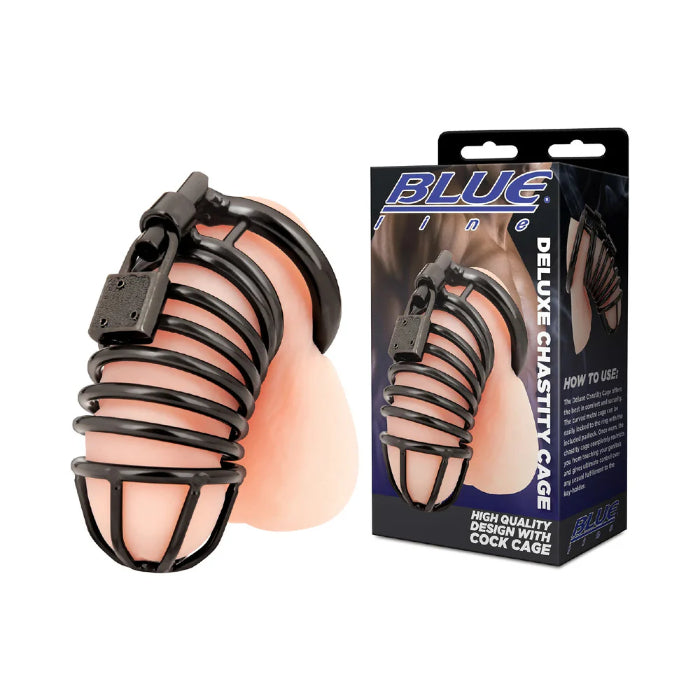Blue Line Deluxe Metal Lockable Chastity Cage