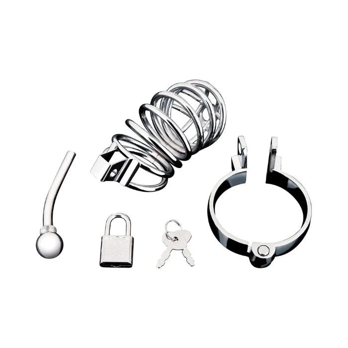 Blue Line Urethral Play Sounding Locking Cock Cage