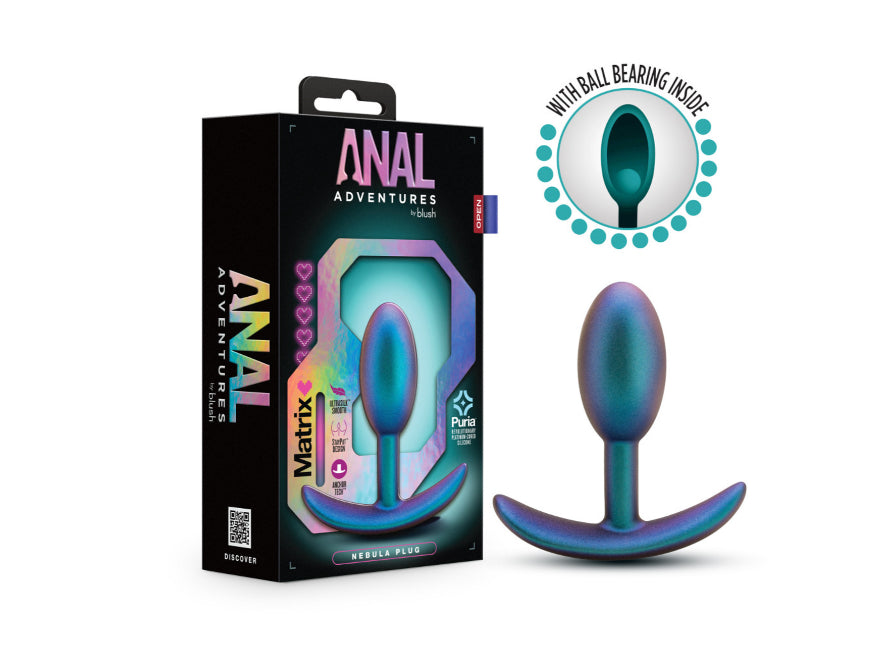 Blush Anal Adventures Matrix Nebula Plug Small Silicone Weighted Rumbly Butt Plug