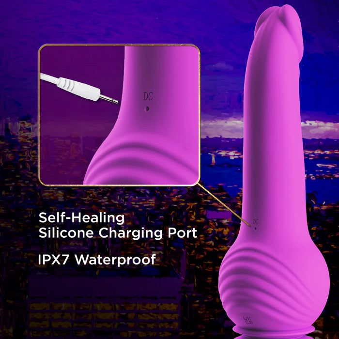 Blush Impressions New York Gyroquake Rechargeable Rumbly Thumping Silicone Suction Cup Dildo