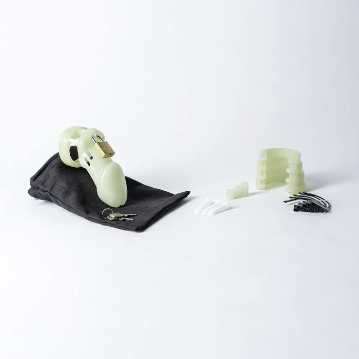 CB-6000 Glow-in-the-Dark Locking Chastity Cage Kit