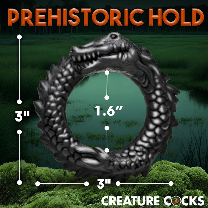 Creature Cocks Black Caiman Fantasy Shaped Silicone Cock Ring